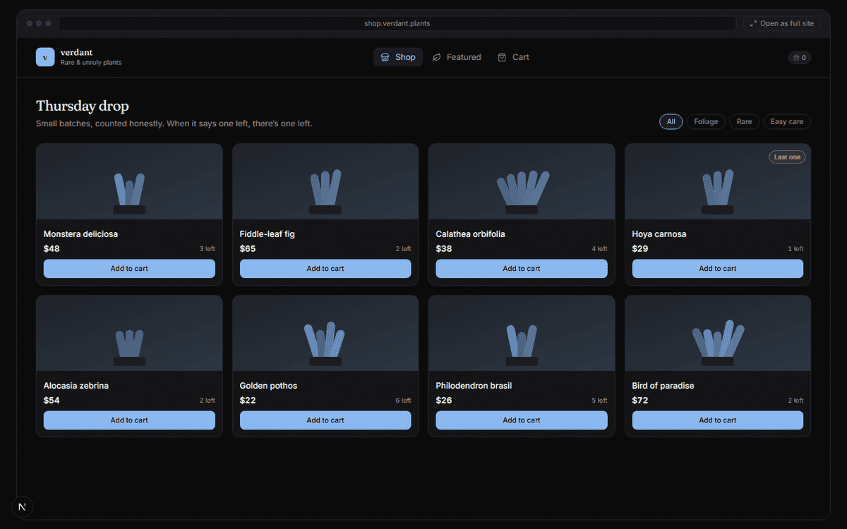 Verdant Storefront preview